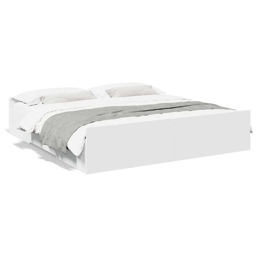 Bedframe Met Lades Bewerkt Hout 200 x 200 cm