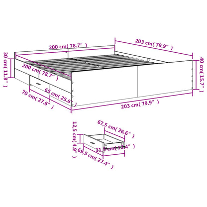 Bedframe Met Lades Bewerkt Hout 200 x 200 cm