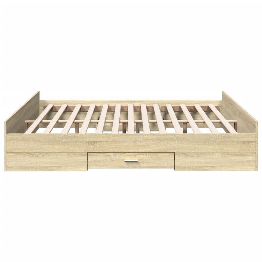 Bedframe met lades bewerkt hout sonoma eikenkleurig 200x200 cm