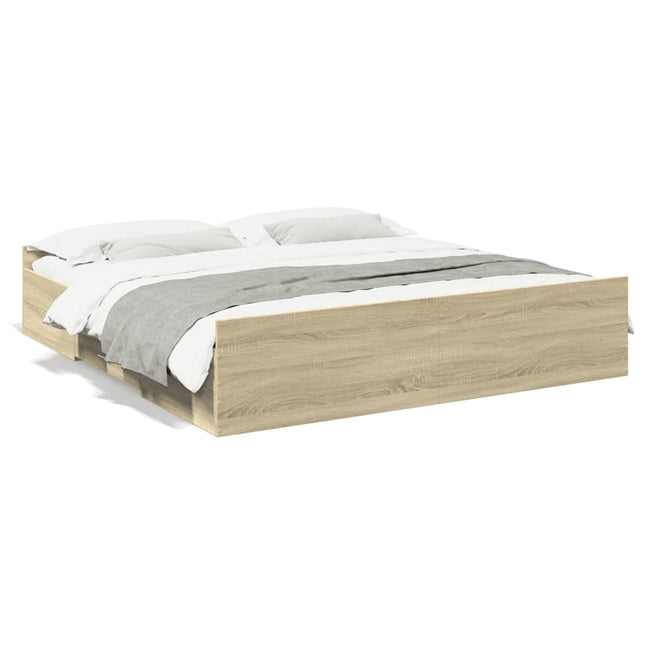 Bedframe met lades bewerkt hout sonoma eikenkleurig 200x200 cm