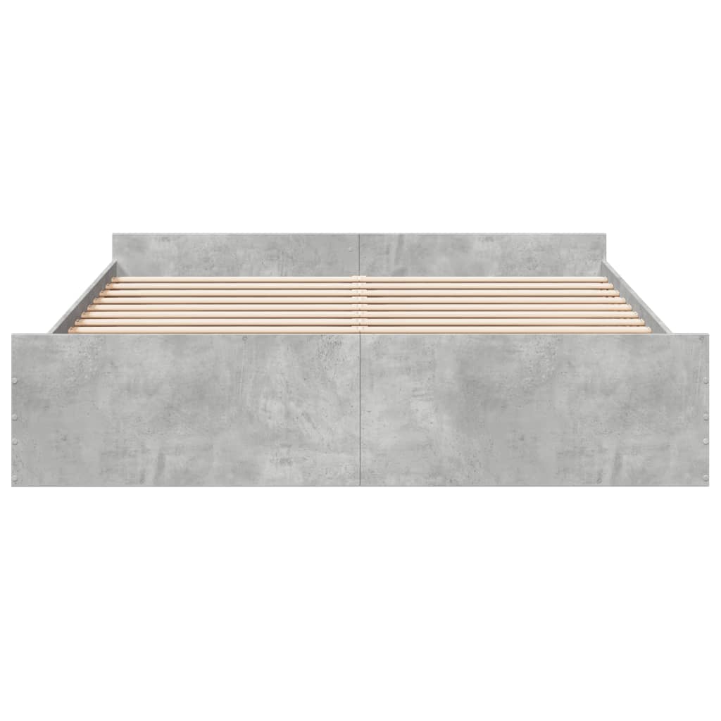Bedframe met lades bewerkt hout betongrijs 200x200 cm