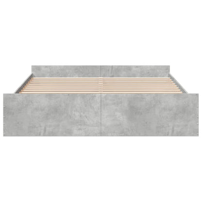 Bedframe met lades bewerkt hout betongrijs 200x200 cm