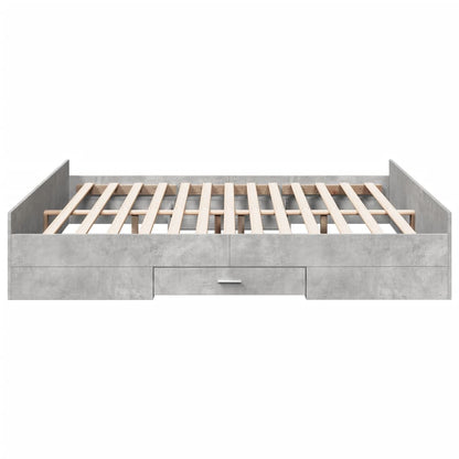 Bedframe met lades bewerkt hout betongrijs 200x200 cm