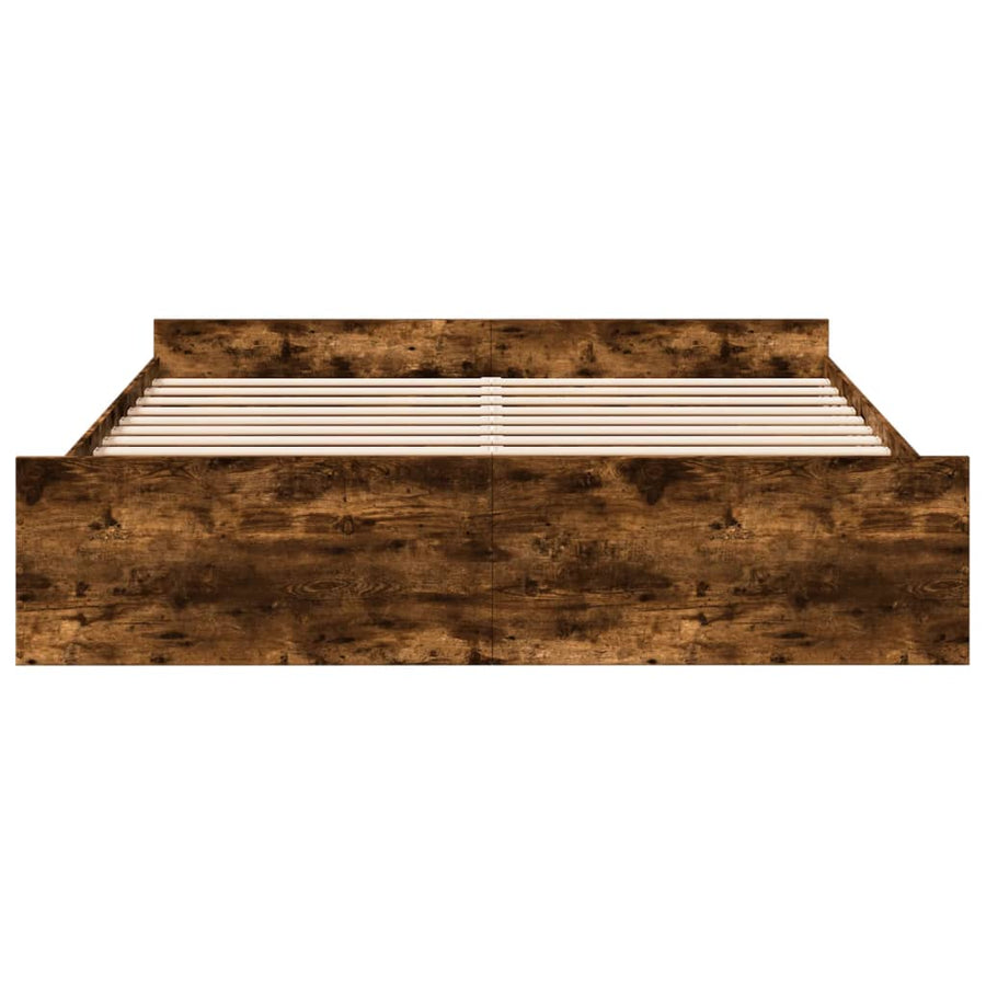 Bedframe met lades bewerkt hout gerookt eikenkleurig 200x200 cm