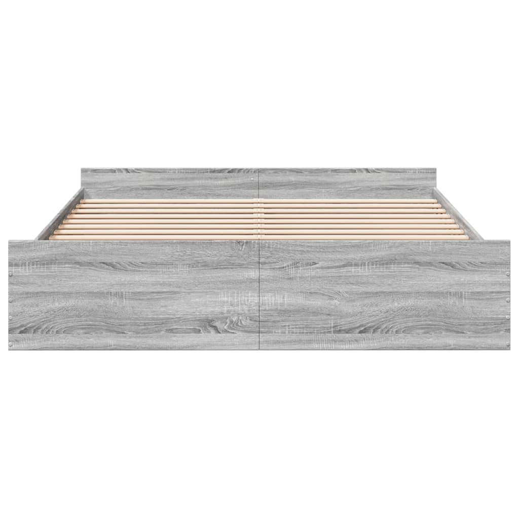 Bedframe met lades bewerkt hout grijs sonoma eiken 200x200 cm