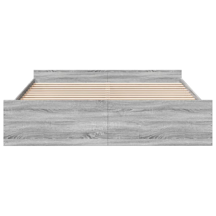 Bedframe met lades bewerkt hout grijs sonoma eiken 200x200 cm