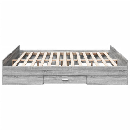 Bedframe met lades bewerkt hout grijs sonoma eiken 200x200 cm