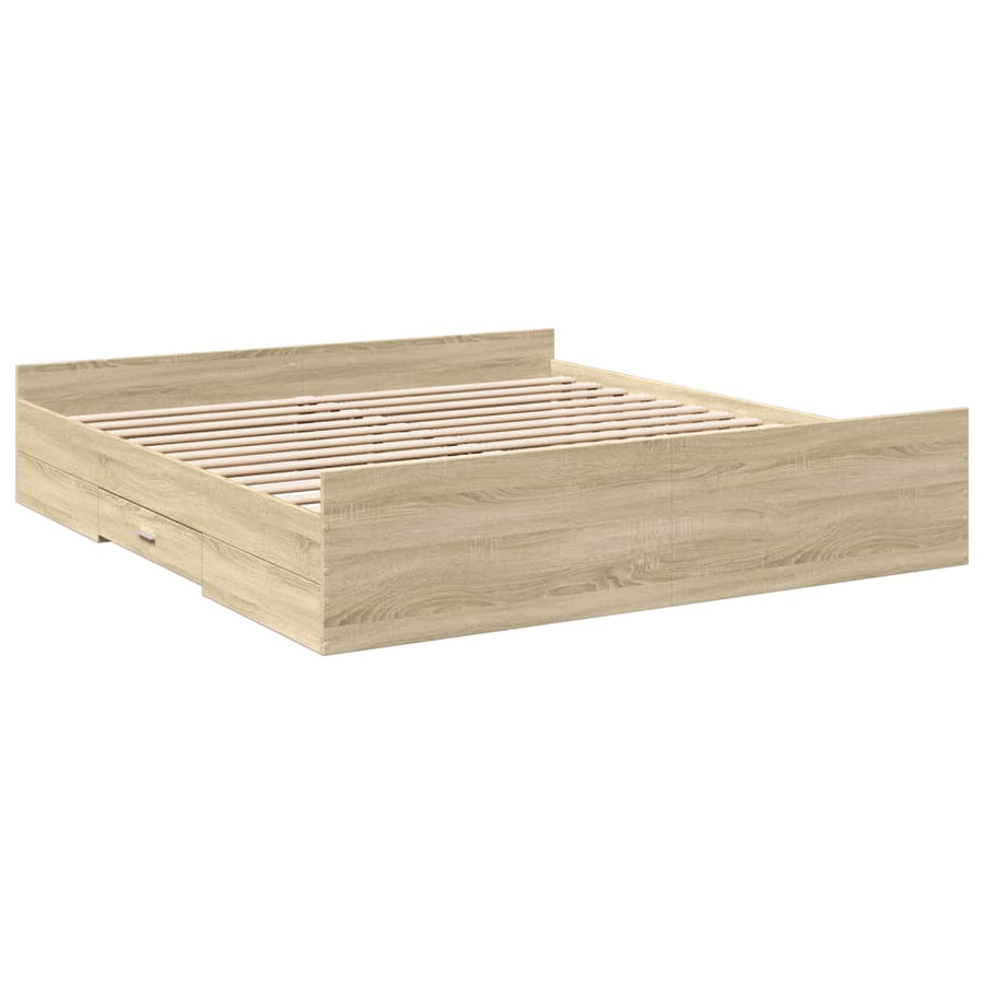 Bedframe Met Lades Bewerkt Hout Kleurig 180 x 200 cm