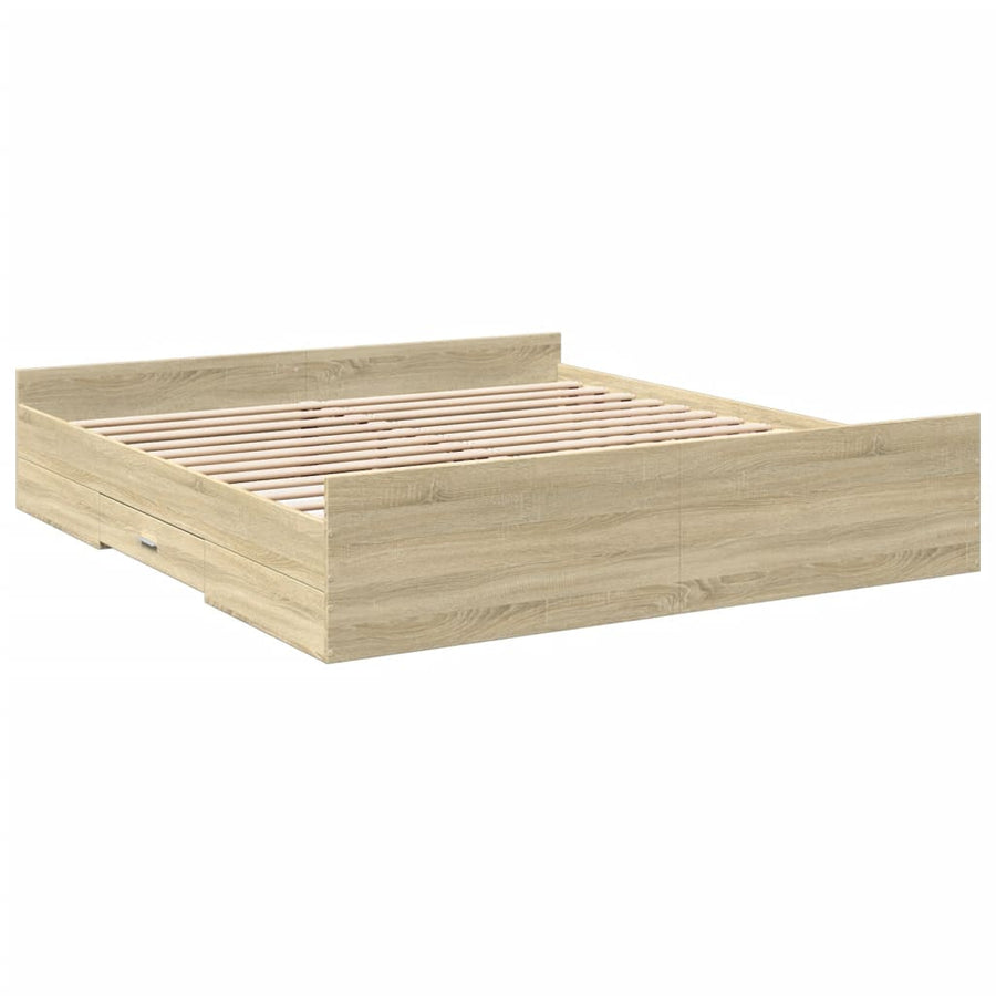 Bedframe Met Lades Bewerkt Hout Kleurig 180 x 200 cm
