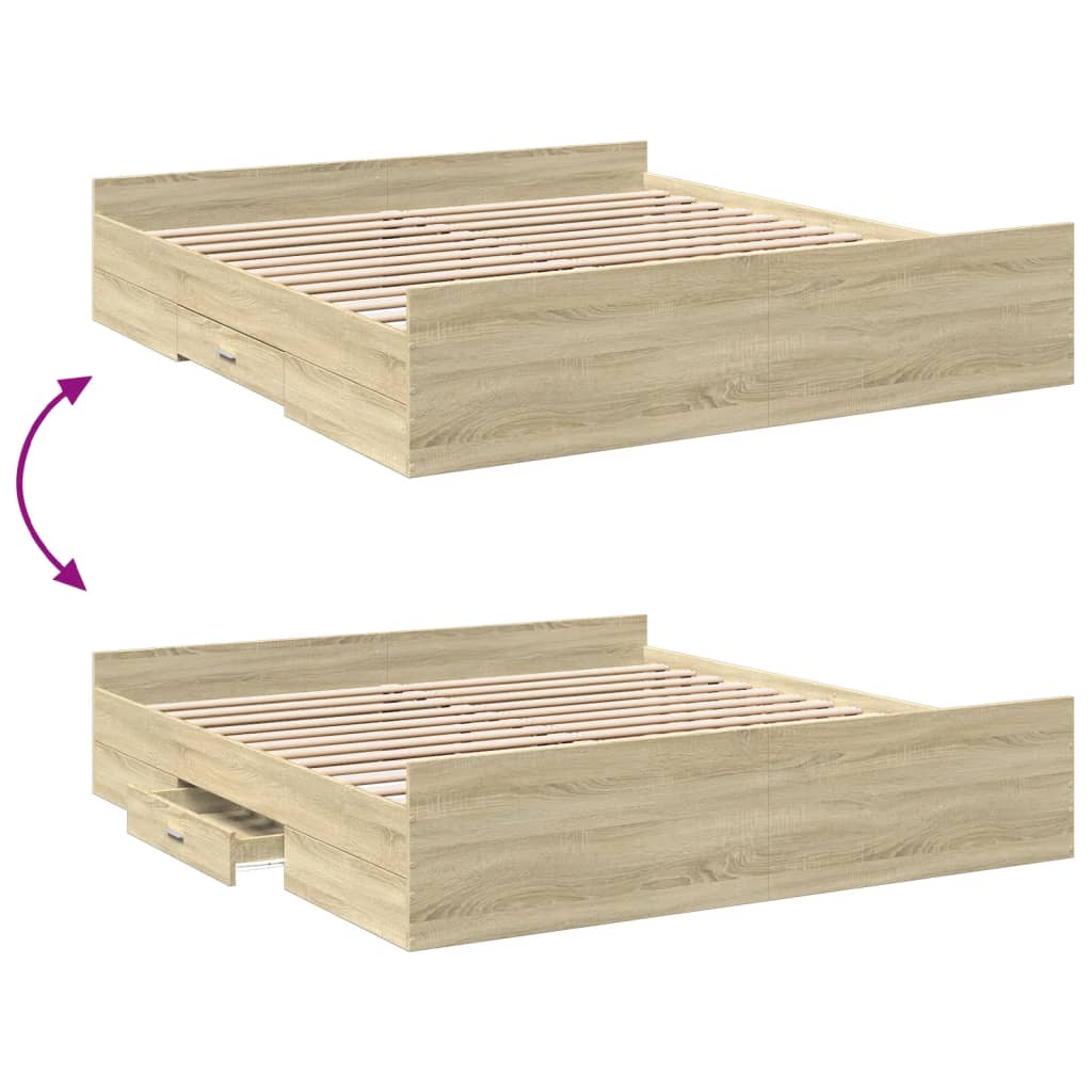 Bedframe Met Lades Bewerkt Hout Kleurig 180 x 200 cm