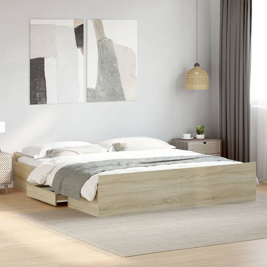 Bedframe Met Lades Bewerkt Hout Kleurig 180 x 200 cm