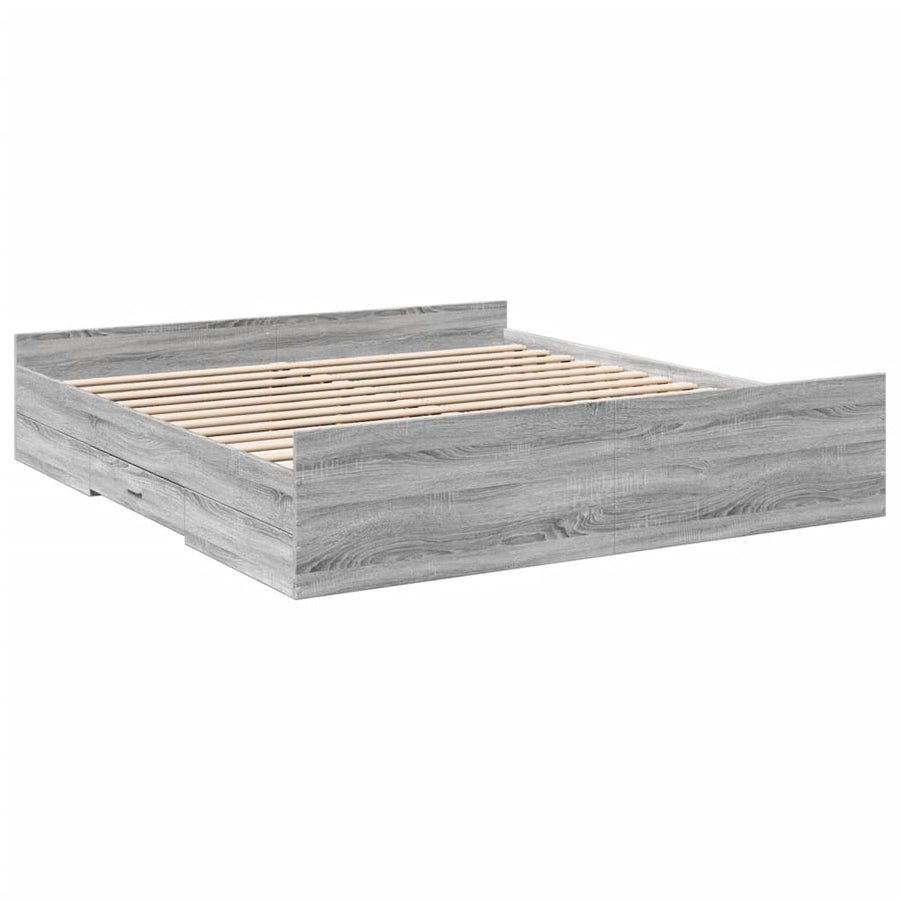Bedframe met lades bewerkt hout grijs sonoma eiken 180x200 cm