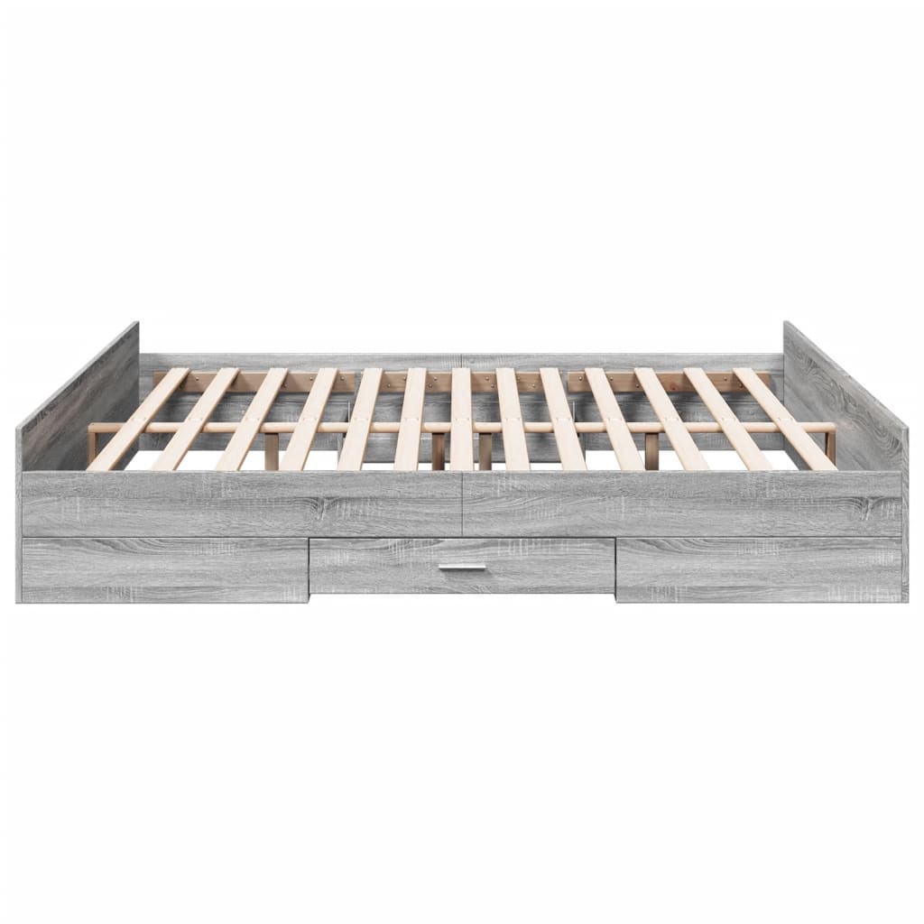 Bedframe met lades bewerkt hout grijs sonoma eiken 180x200 cm