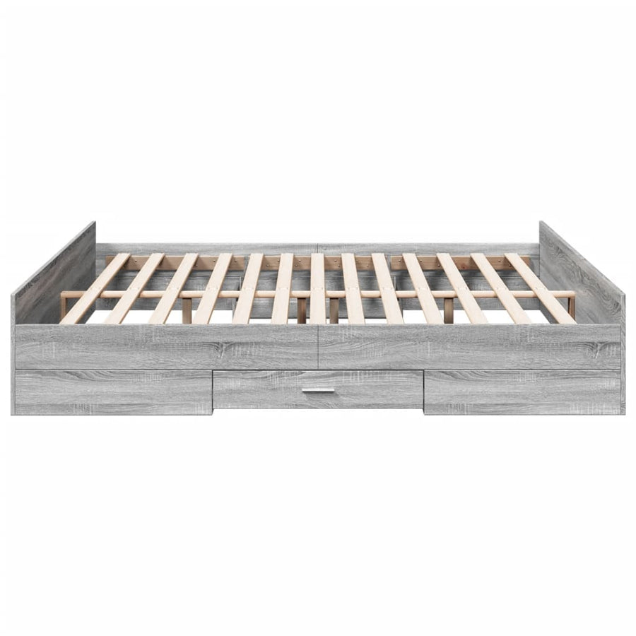 Bedframe met lades bewerkt hout grijs sonoma eiken 180x200 cm