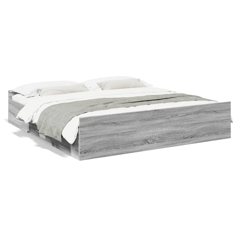 Bedframe met lades bewerkt hout grijs sonoma eiken 180x200 cm
