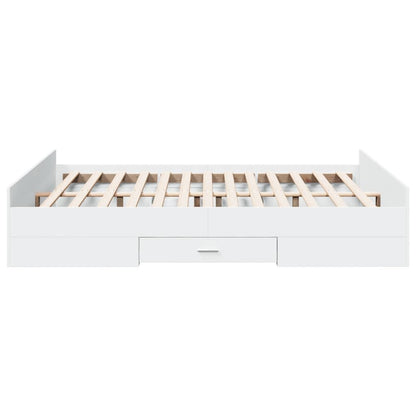Bedframe met lades bewerkt hout wit 160x200 cm