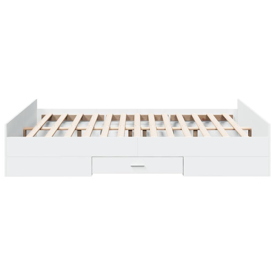 Bedframe met lades bewerkt hout wit 160x200 cm