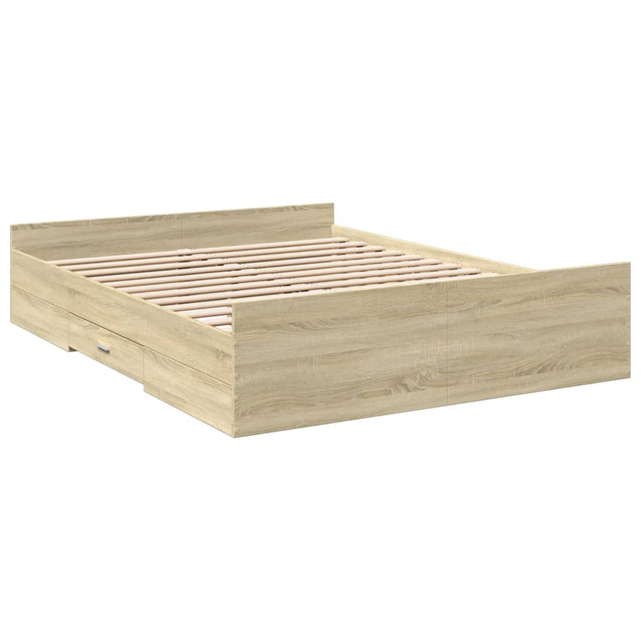 Bedframe Met Lades Bewerkt Hout Kleurig 160 x 200 cm