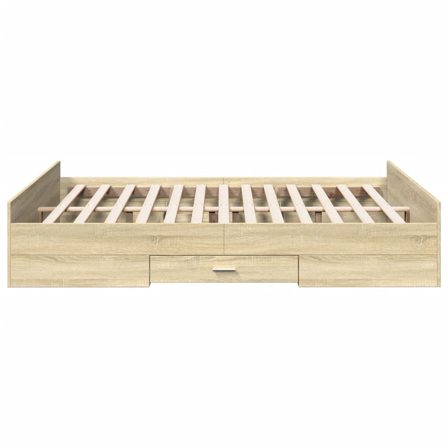 Bedframe Met Lades Bewerkt Hout Kleurig 160 x 200 cm