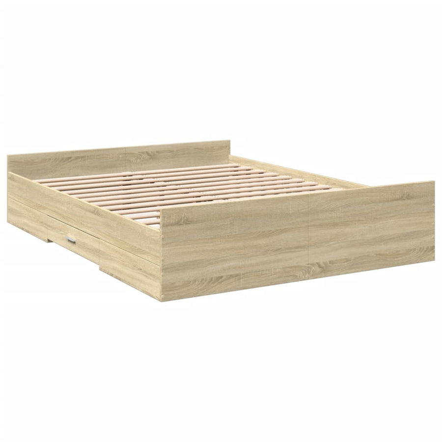 Bedframe Met Lades Bewerkt Hout Kleurig 160 x 200 cm