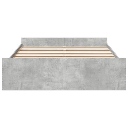 Bedframe met lades bewerkt hout betongrijs 160x200 cm