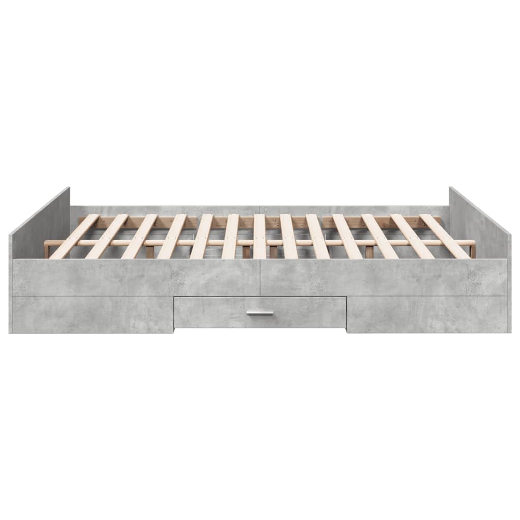 Bedframe met lades bewerkt hout betongrijs 160x200 cm