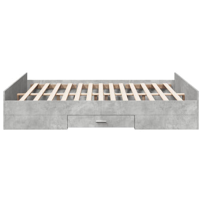 Bedframe met lades bewerkt hout betongrijs 160x200 cm