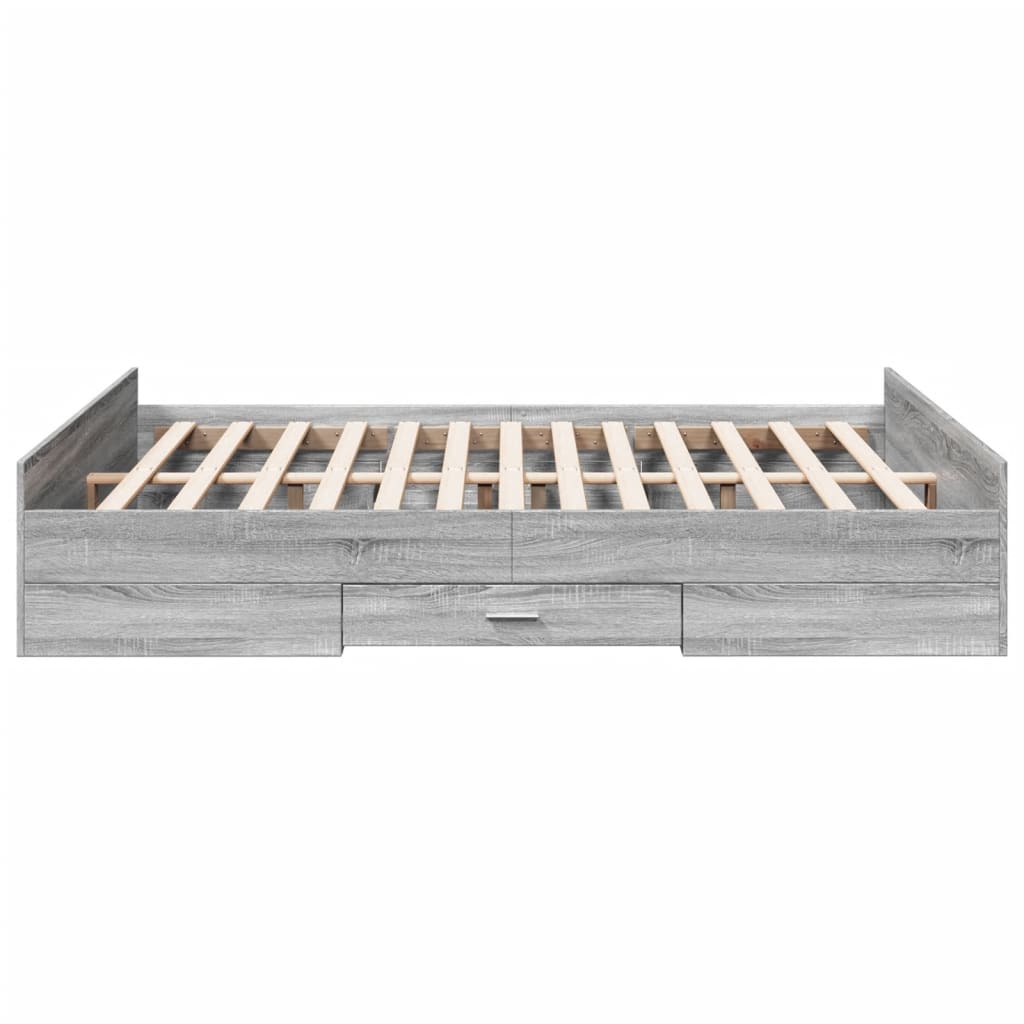 Bedframe met lades bewerkt hout grijs sonoma eiken 160x200 cm