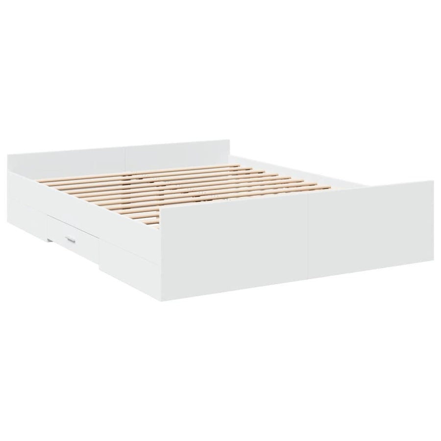 Bedframe met lades bewerkt hout wit 150x200 cm
