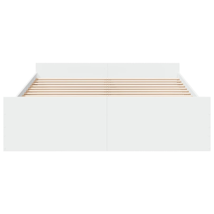 Bedframe met lades bewerkt hout wit 150x200 cm