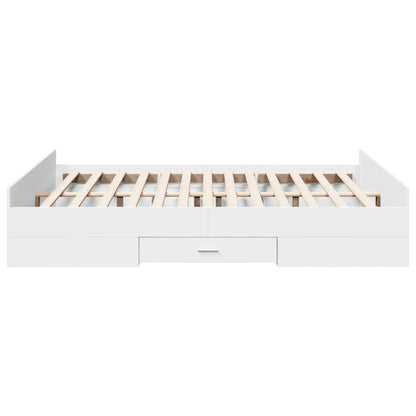 Bedframe met lades bewerkt hout wit 150x200 cm