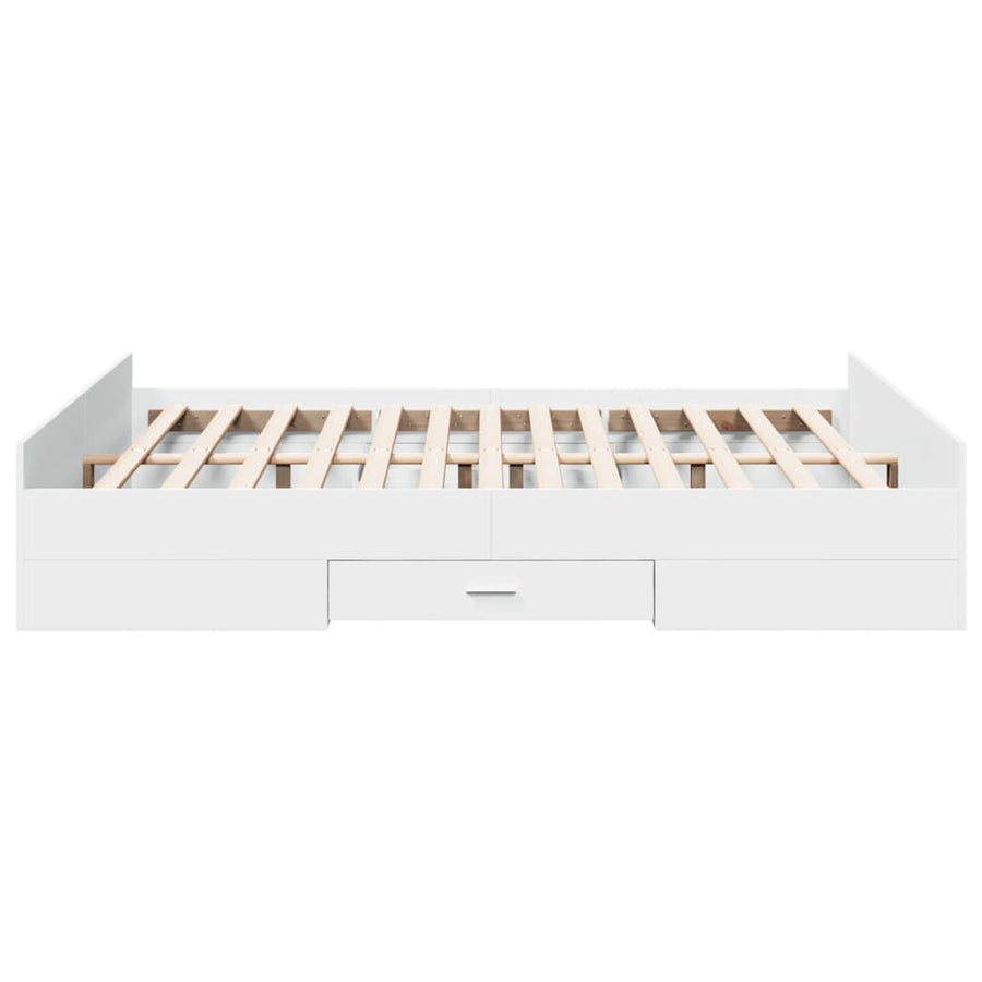 Bedframe met lades bewerkt hout wit 150x200 cm