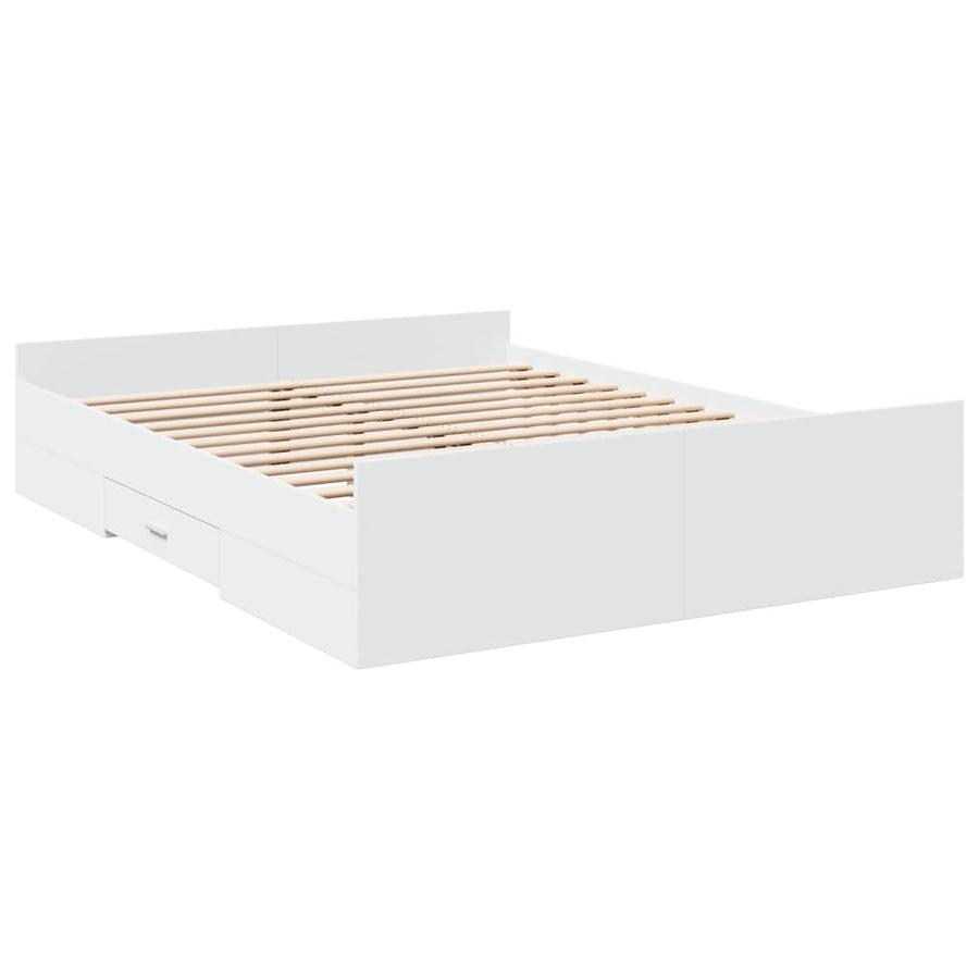 Bedframe met lades bewerkt hout wit 150x200 cm
