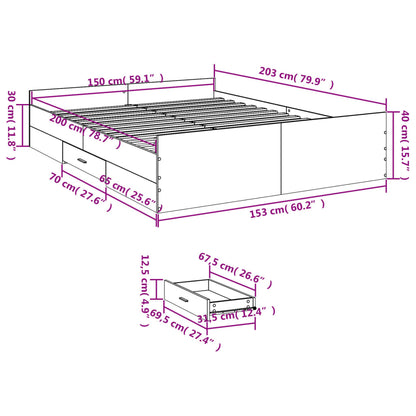 Bedframe met lades bewerkt hout wit 150x200 cm