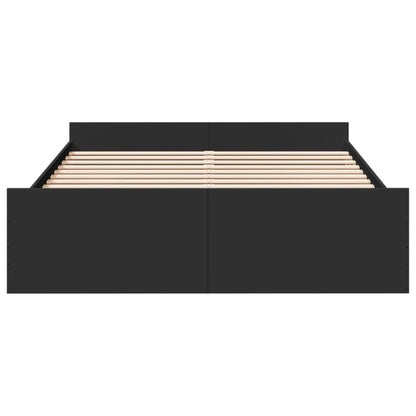Bedframe met lades bewerkt hout zwart 150x200 cm