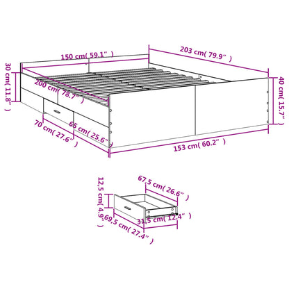 Bedframe met lades bewerkt hout zwart 150x200 cm