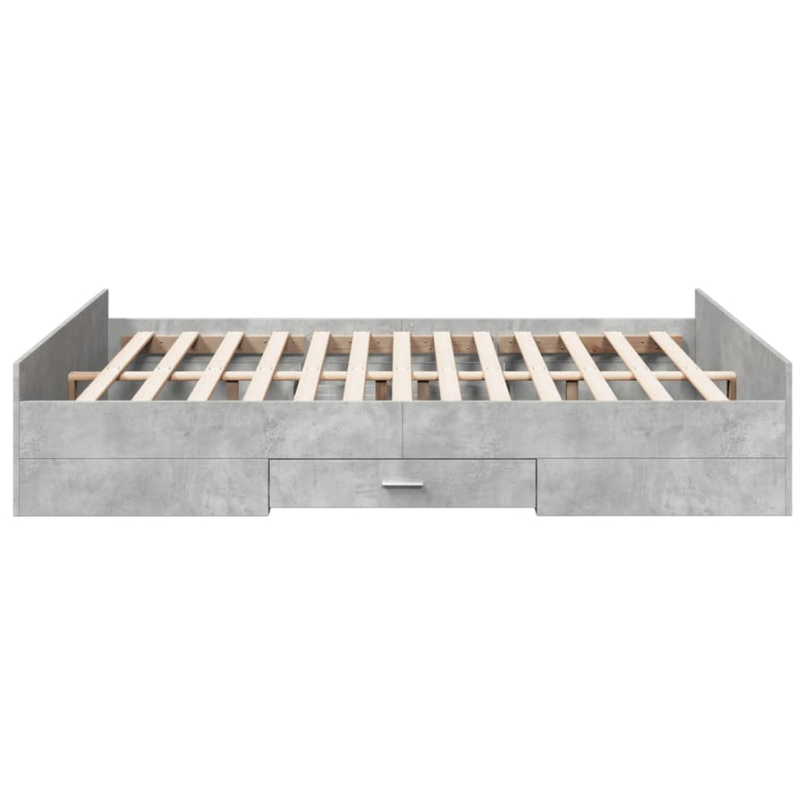 Bedframe met lades bewerkt hout betongrijs 150x200 cm