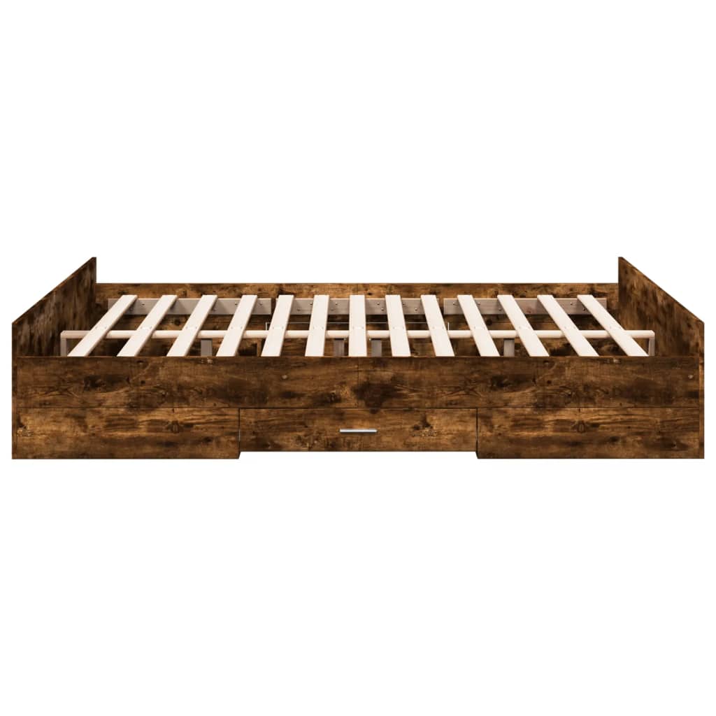 Bedframe met lades bewerkt hout gerookt eikenkleurig 150x200 cm