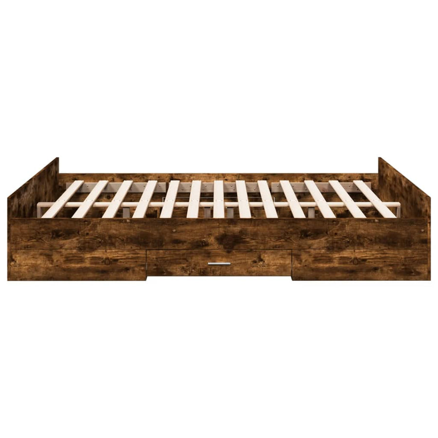 Bedframe met lades bewerkt hout gerookt eikenkleurig 150x200 cm