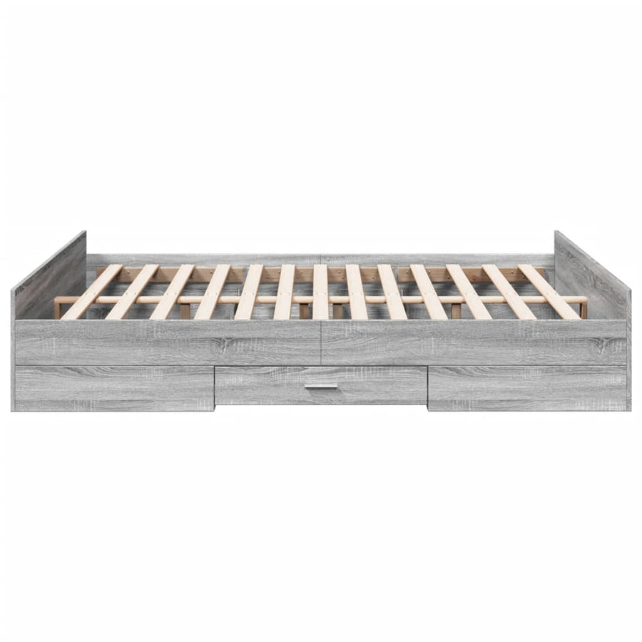 Bedframe met lades bewerkt hout grijs sonoma eiken 150x200 cm