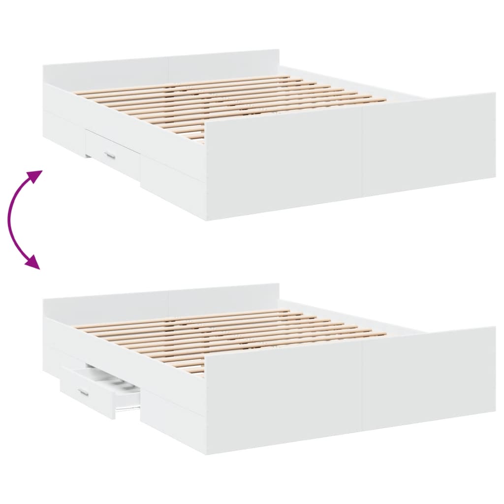 Bedframe Met Lades Bewerkt Hout 140 x 200 cm