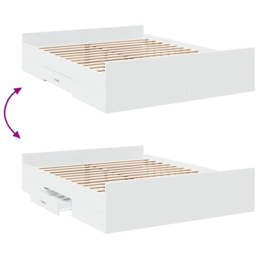 Bedframe Met Lades Bewerkt Hout 140 x 200 cm