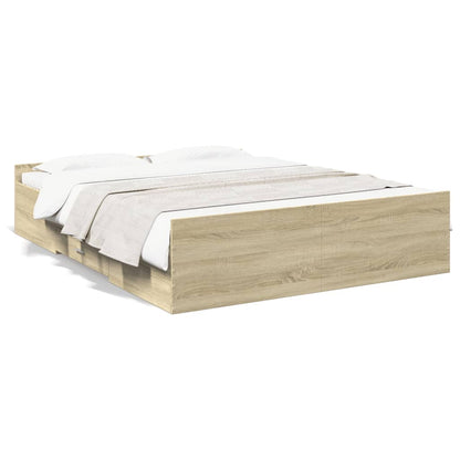 Bedframe Met Lades Bewerkt Hout Kleurig 140 x 200 cm