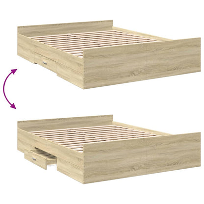 Bedframe Met Lades Bewerkt Hout Kleurig 140 x 200 cm