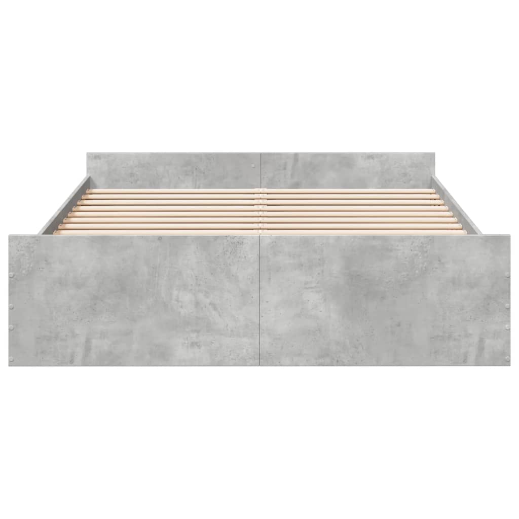 Bedframe met lades bewerkt hout betongrijs 140x200 cm