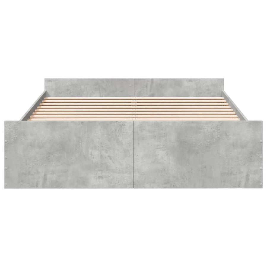Bedframe met lades bewerkt hout betongrijs 140x200 cm