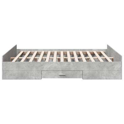 Bedframe met lades bewerkt hout betongrijs 140x200 cm