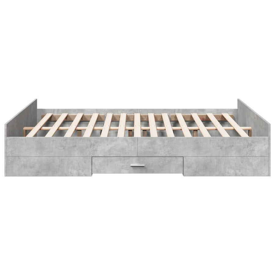 Bedframe met lades bewerkt hout betongrijs 140x200 cm
