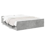 Bedframe met lades bewerkt hout betongrijs 140x200 cm