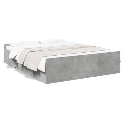 Bedframe met lades bewerkt hout betongrijs 140x200 cm